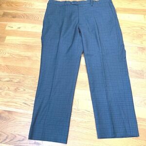 JB Britches Mens Gray Micro Check Wool Dress Pants Made in Italy 40x30